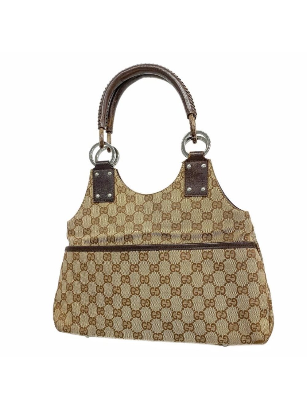 Gucci Handbag GG Canvas Beige Silver